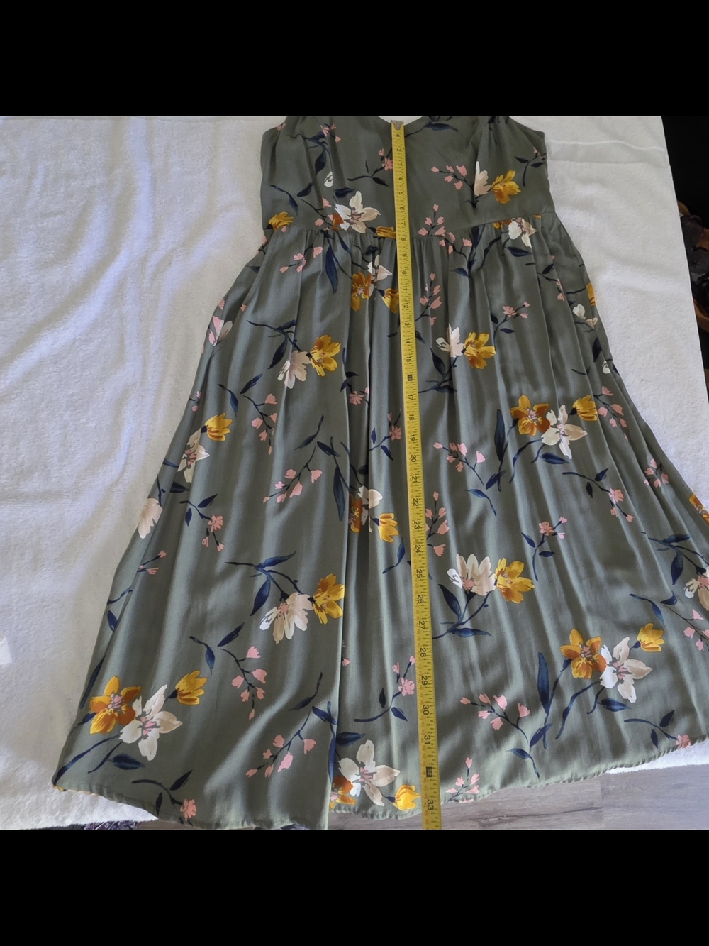 Old Navy Sage Green Floral Midi Dress with Spaghetti Straps - Picture 6 of 8